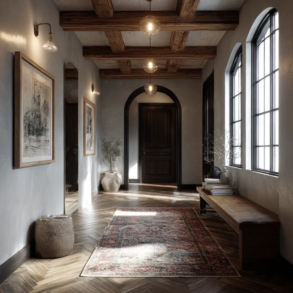 rustic arched hallway