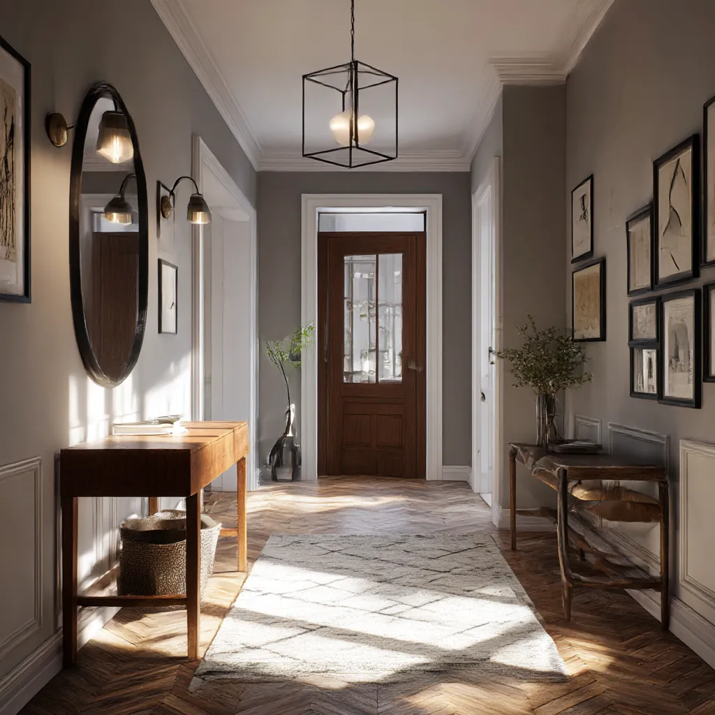 warm wood tone hallway