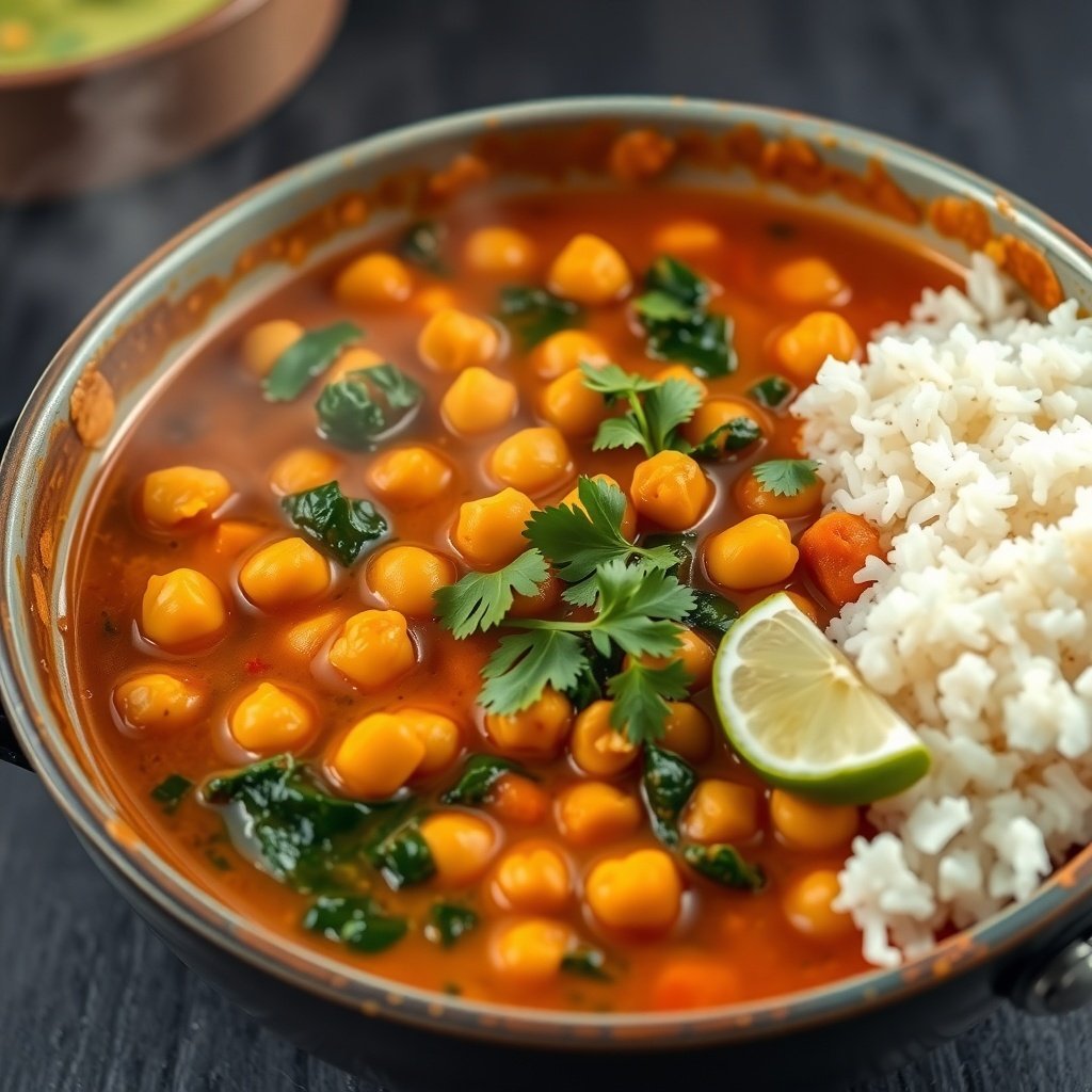 chickpea curry with frozen spinach