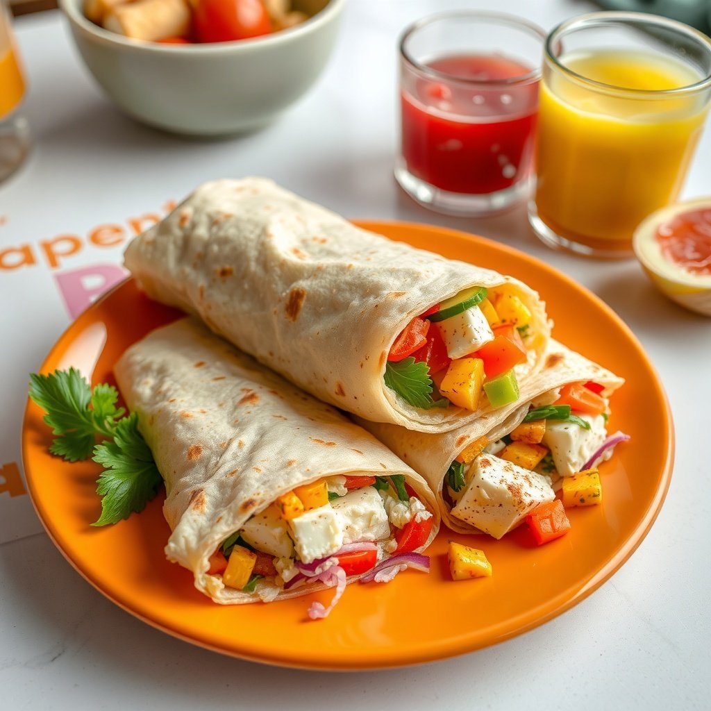 cottage cheese or paneer wrap with veggies mild s