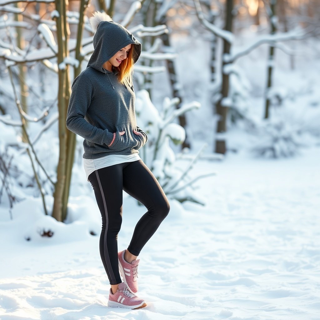 fleece lined leggings plus long hoodie
