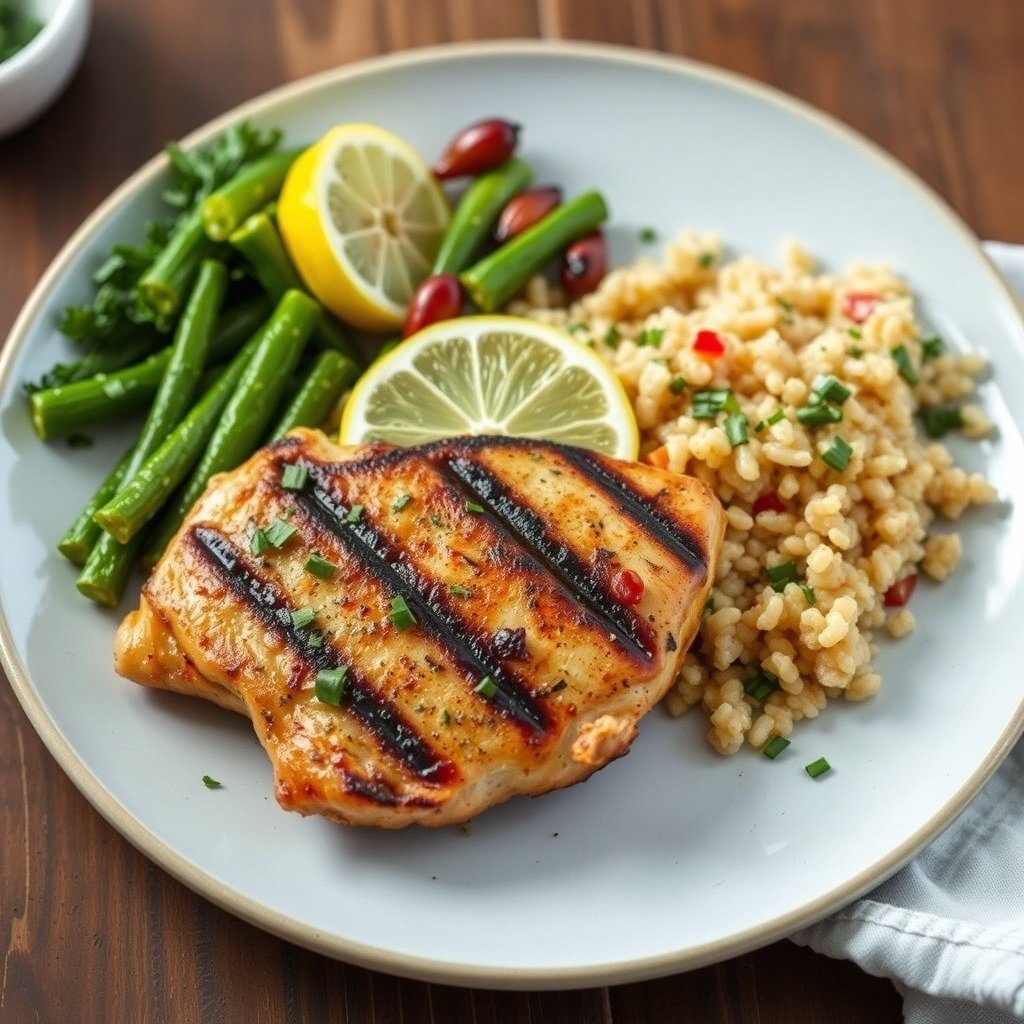 grilled lemon herb chicken with quinoa