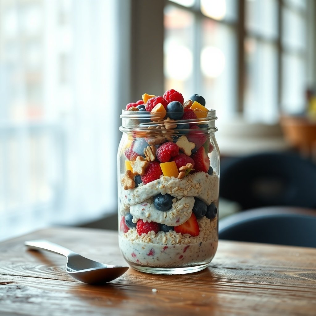 overnight oats in a glass jar