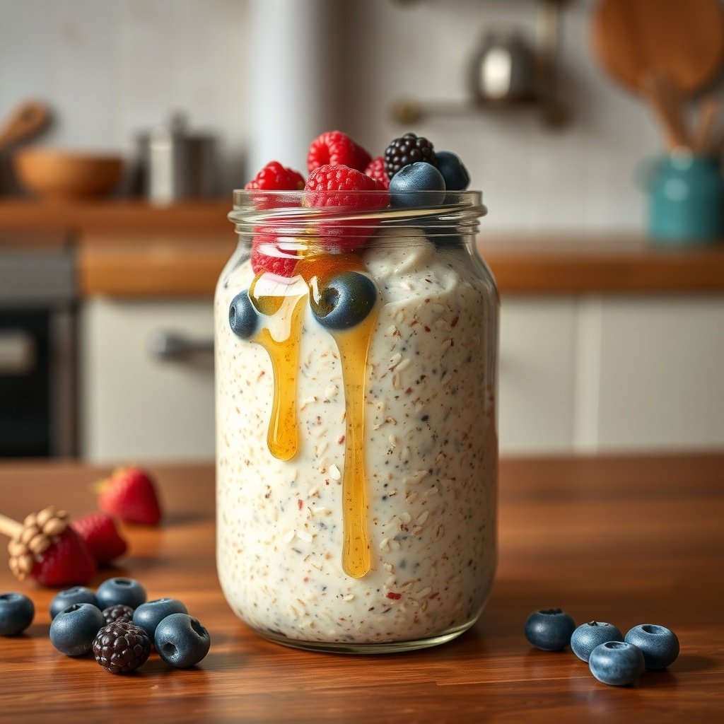 overnight oats with honey and berries