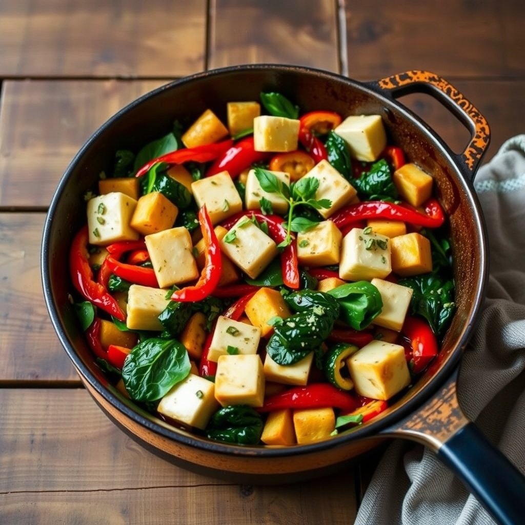paneer or tofu veggie skillet