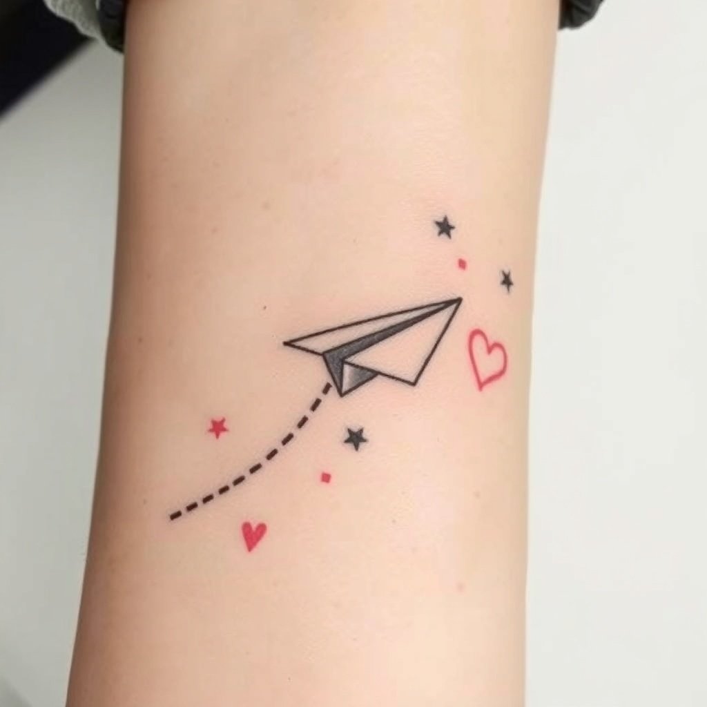 paper plane with a dotted trail