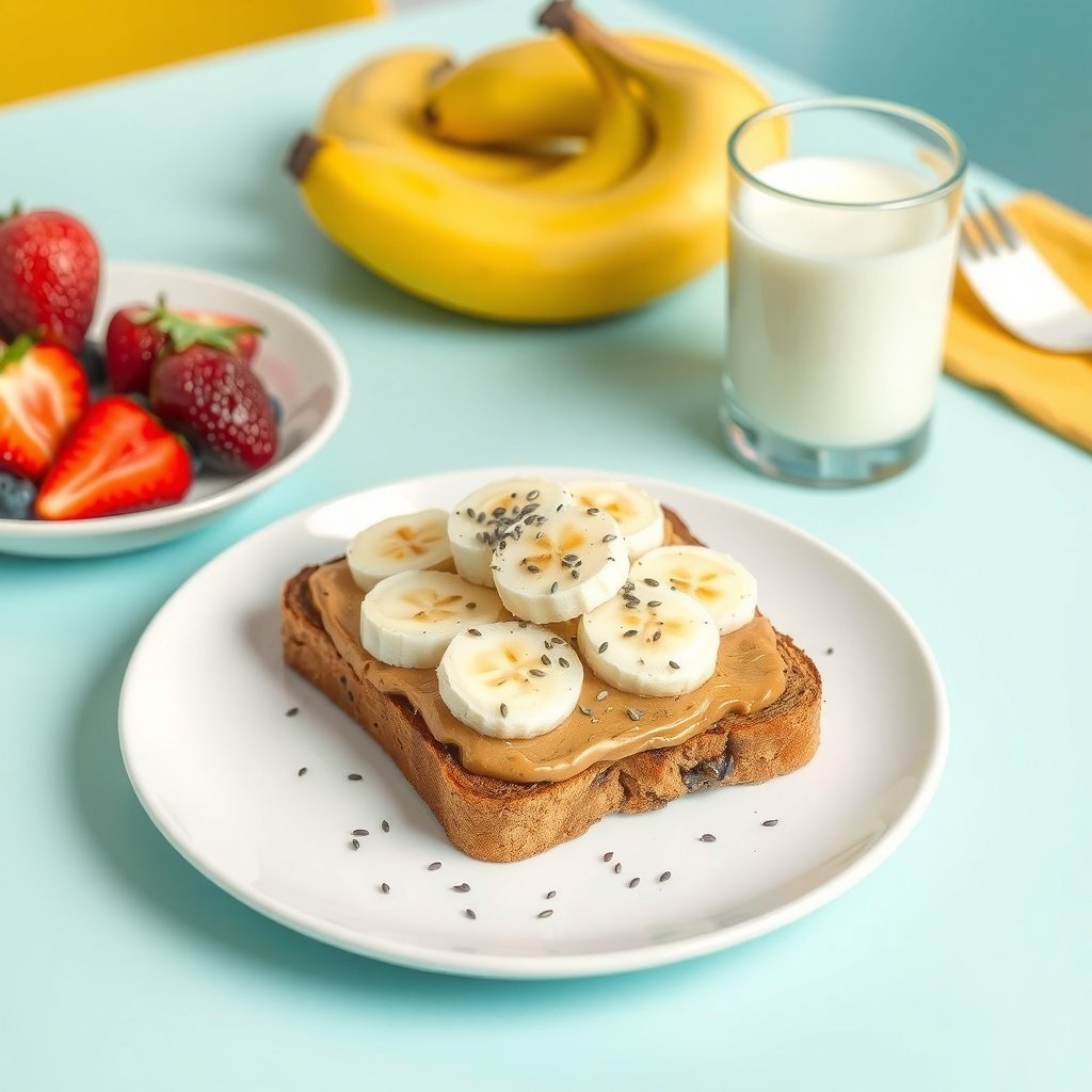 peanut butter banana toast on whole wheat bread