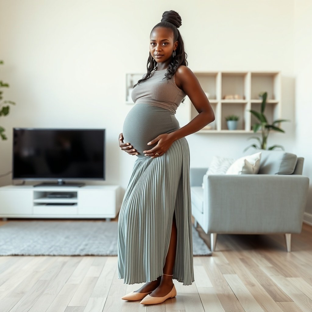 pleated skirt with stretchy waistband fitted top