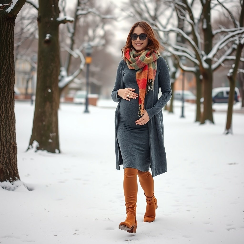 stretch knit dress warm tights long coat