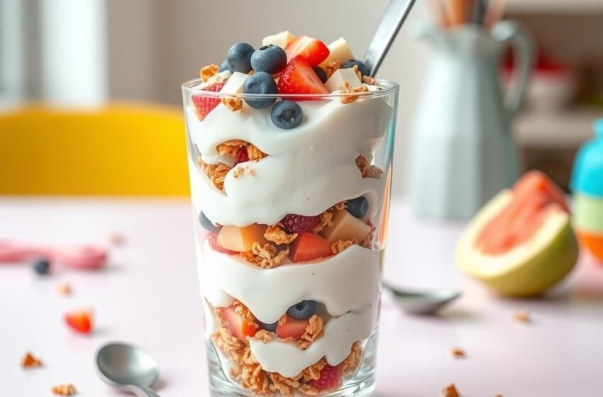 yogurt parfait yogurt granola and chopped fruit