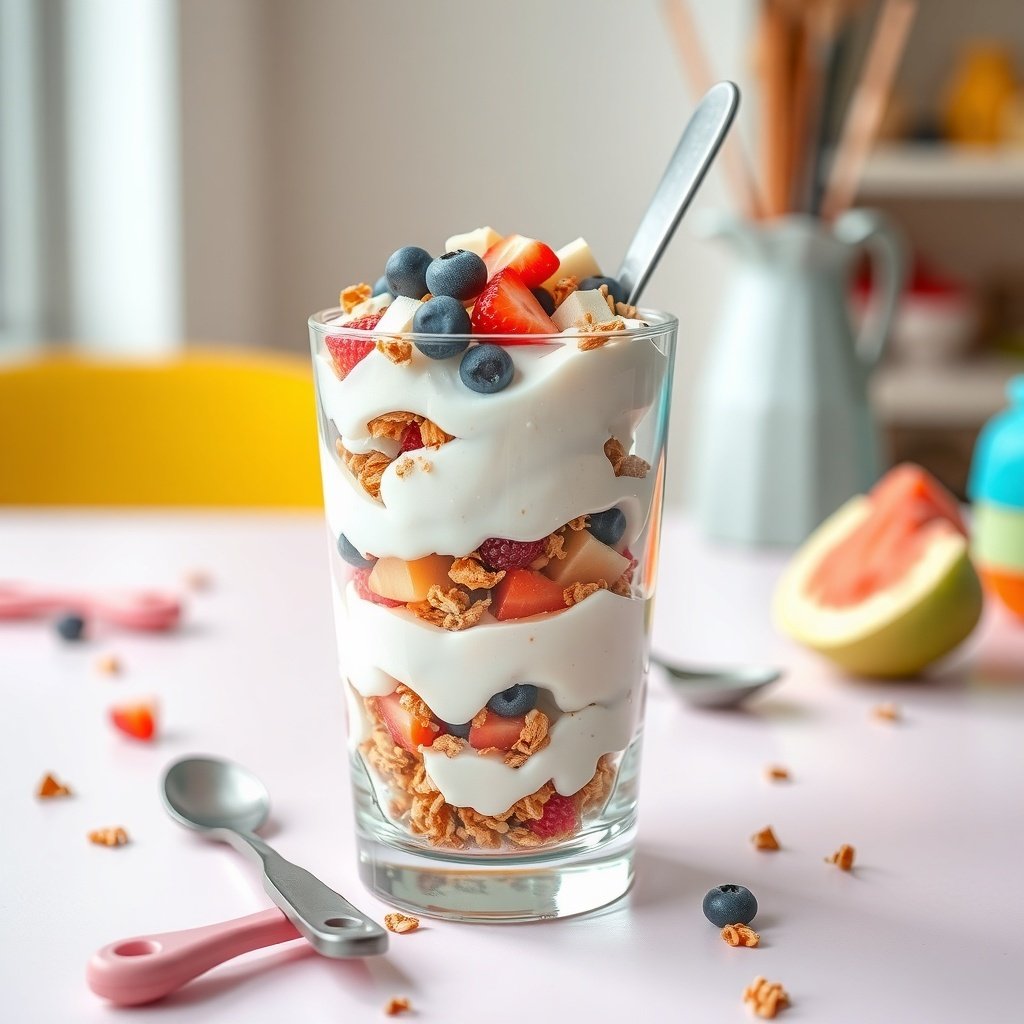 yogurt parfait yogurt granola and chopped fruit
