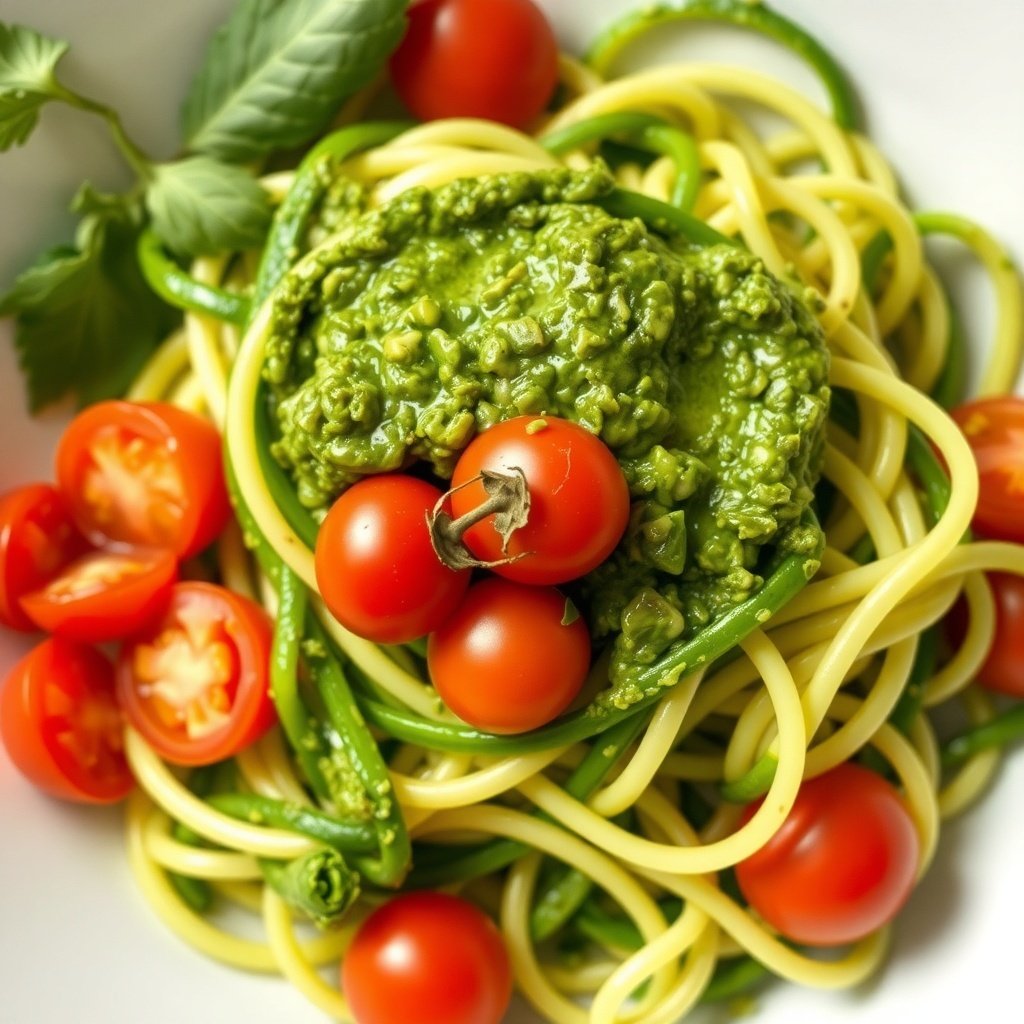 zucchini noodles with avocado pesto