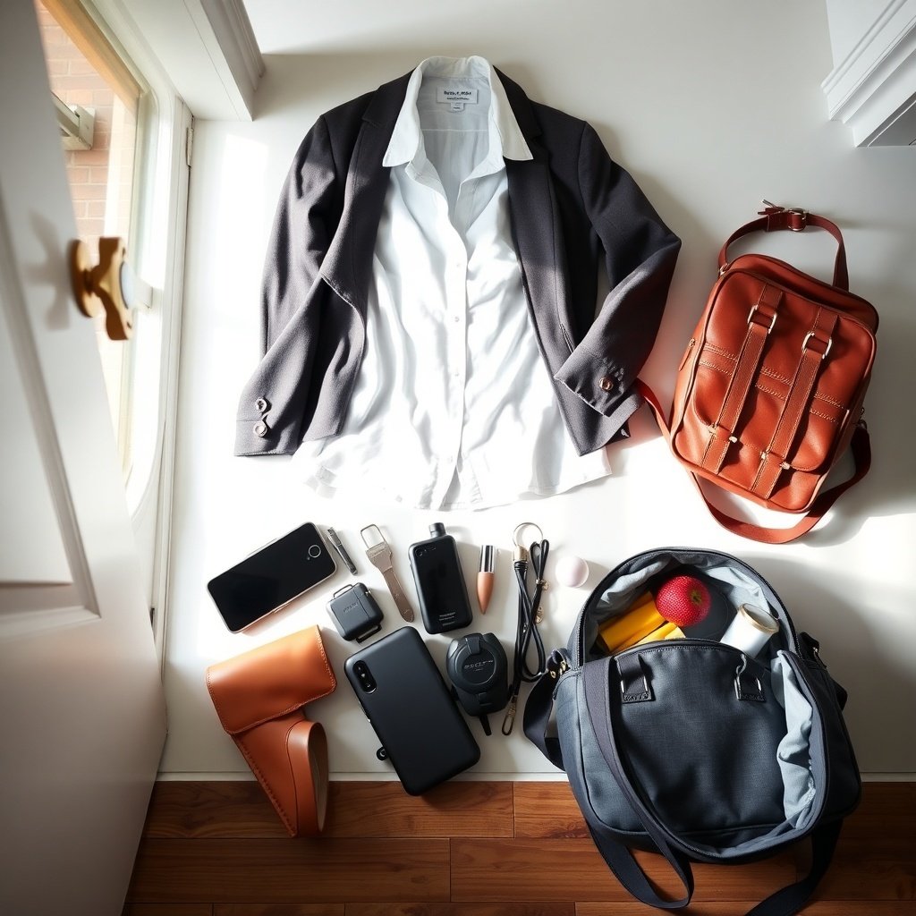 get dressed and pack your essentials wallet keys c