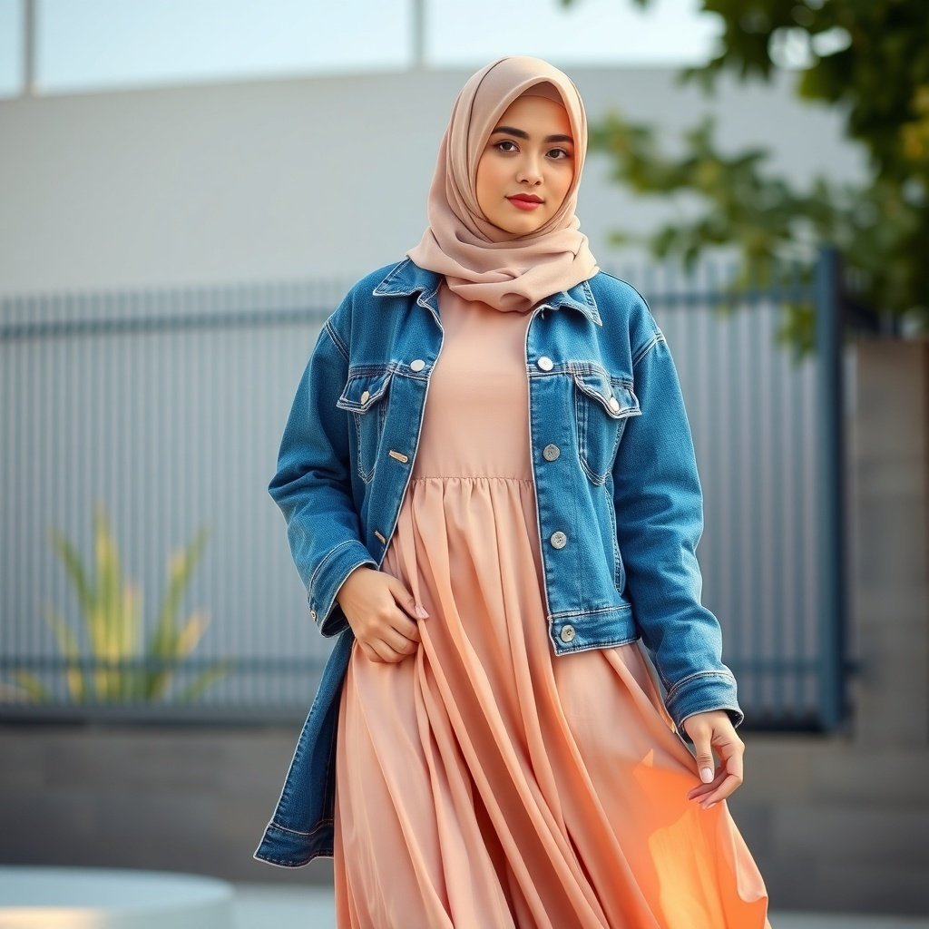 long denim jacket plus maxi dress easy casual look
