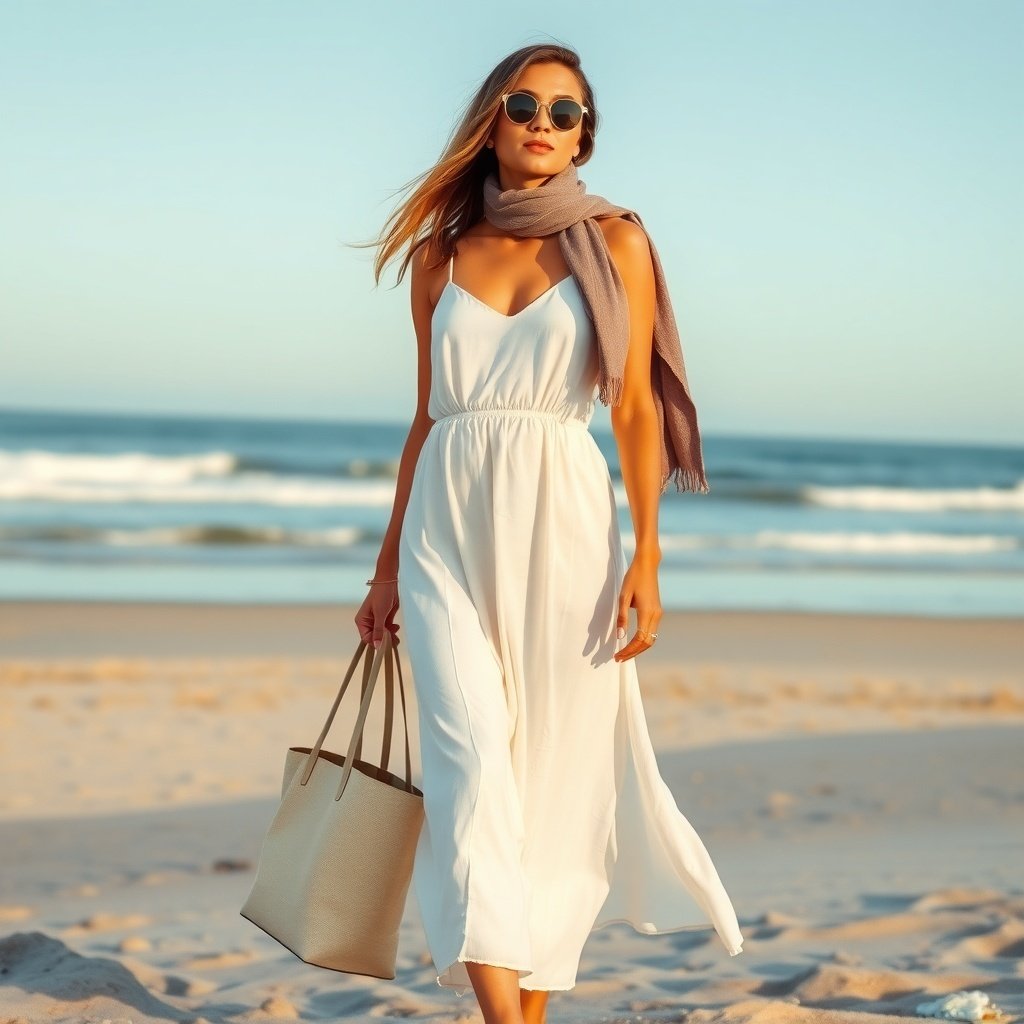 midi sundress with thin straps add a light scarf