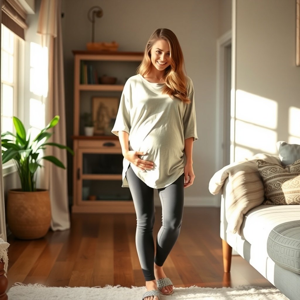 oversized tee maternity leggings comfy slides