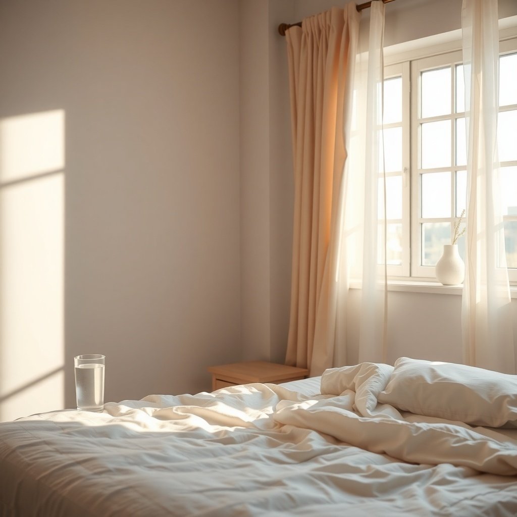 wake up drink a glass of water open curtains