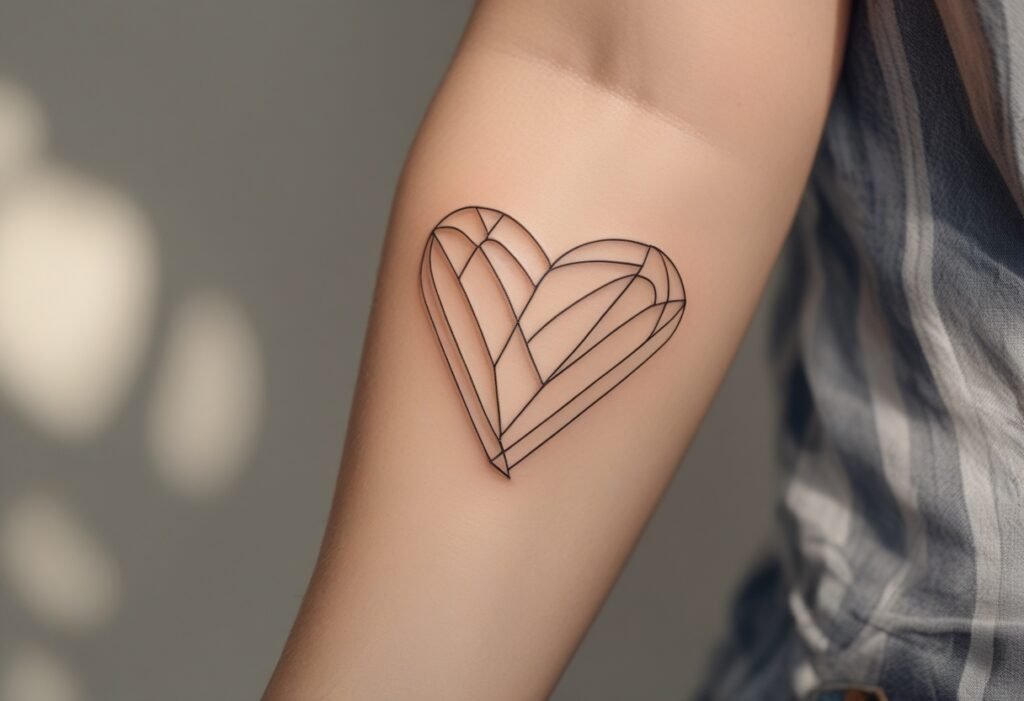 Geometric Heart Tattoo A Modern Twist on Love and Healing