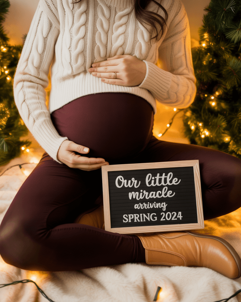 A Seasonal Outfit for a Holiday Pregnancy Announcement