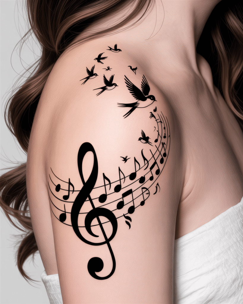 Broken Music Note Turning Into Birds