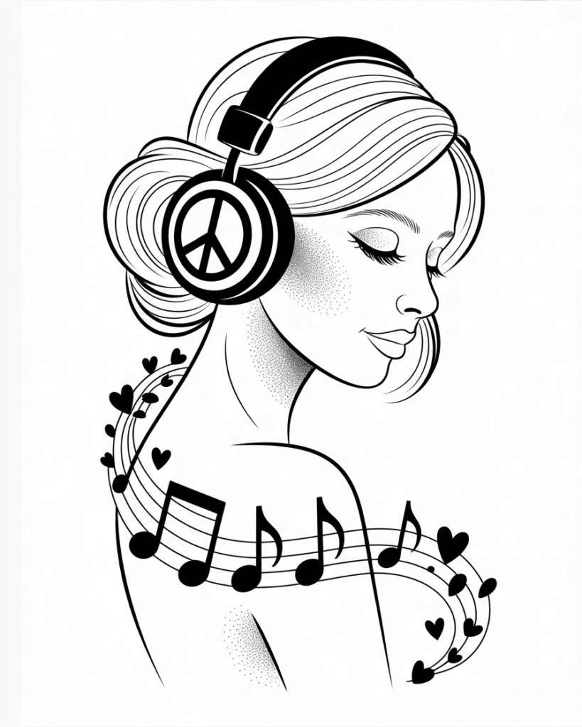 Headphones With a Peace Symbol or Heart