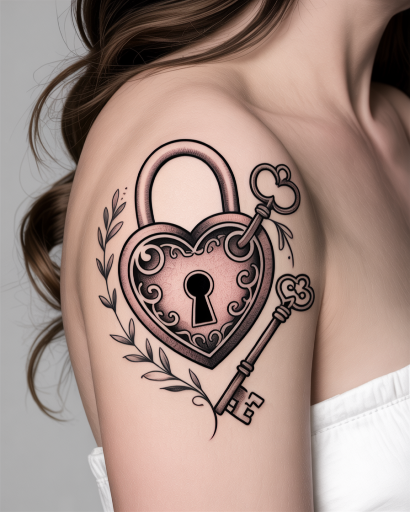 Heart Lock and Key Tattoo