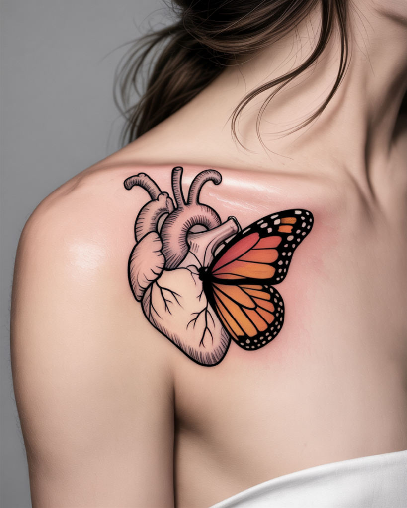 Heart With Butterfly Tattoo