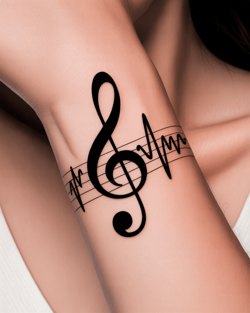 Music Note With a Heartbeat Line