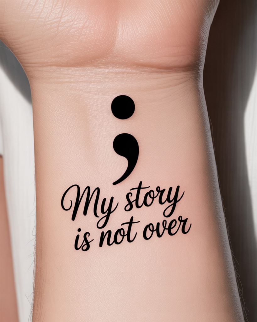 Semicolon Tattoo “My Story Is Not Over”