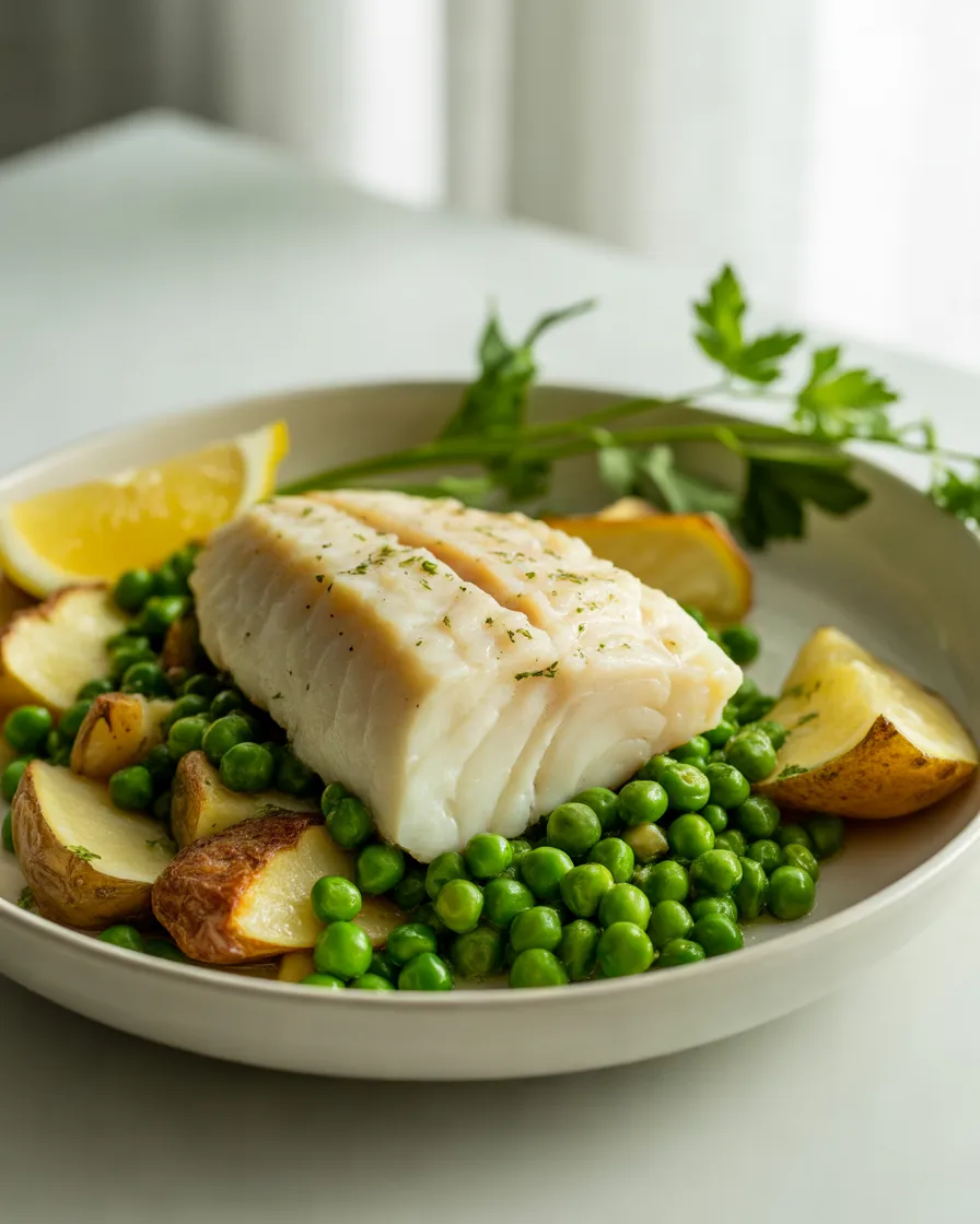 Baked-Cod-with-Potatoes-Peas-and-Lemon