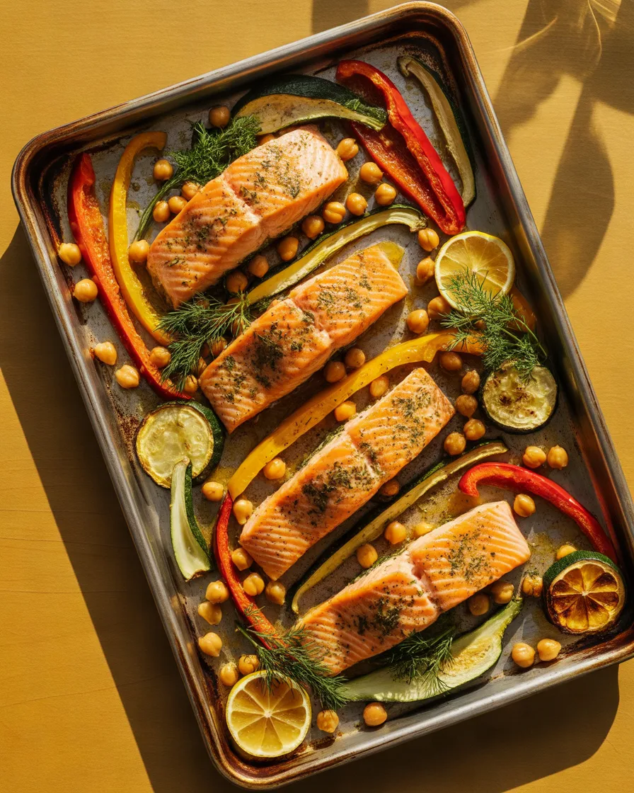 Baked-Salmon-and-Chickpea-Sheet-Pan-Dinner
