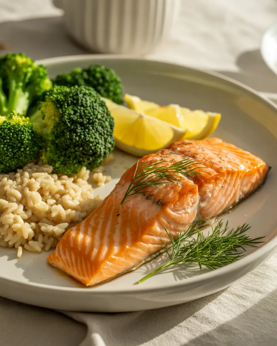Baked-Salmon-with-Brown-Rice-and-Broccoli