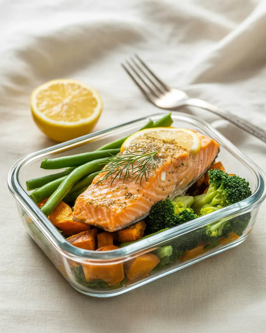 Baked-Salmon-with-Sweet-Potato-and-Green-Vegetables