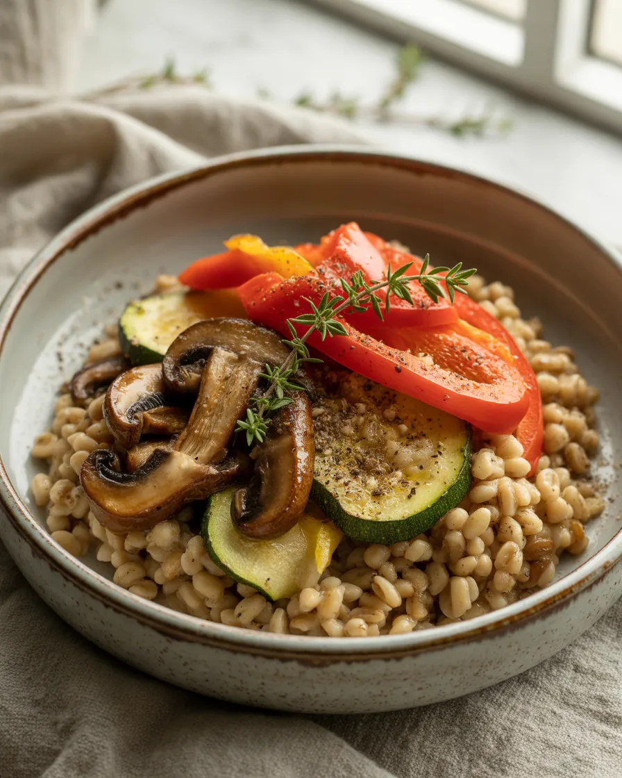 Barley-and-Mushroom-Bowl-with-Roasted-Vegetables