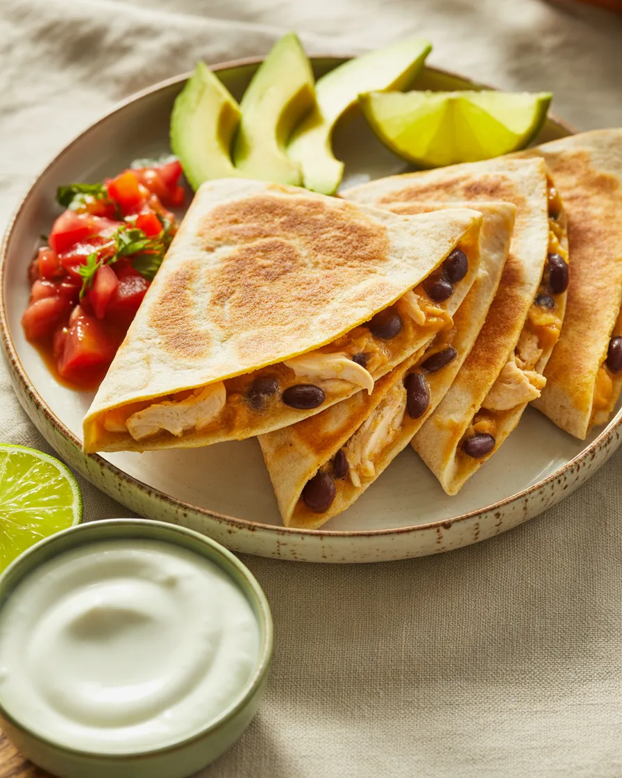 Chicken-and-Black-Bean-Quesadillas-with-Vegetable-Salsa