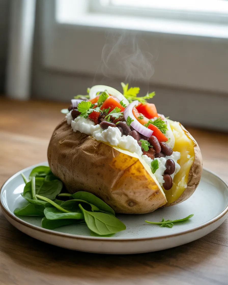 Cottage-Cheese-and-Black-Bean-Baked-Potato