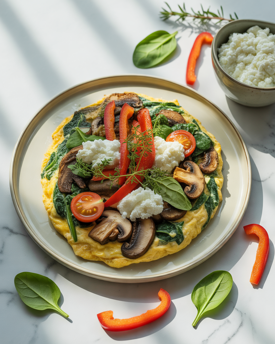 Egg-White-Vegetable-Omelet-With-Cottage-Cheese