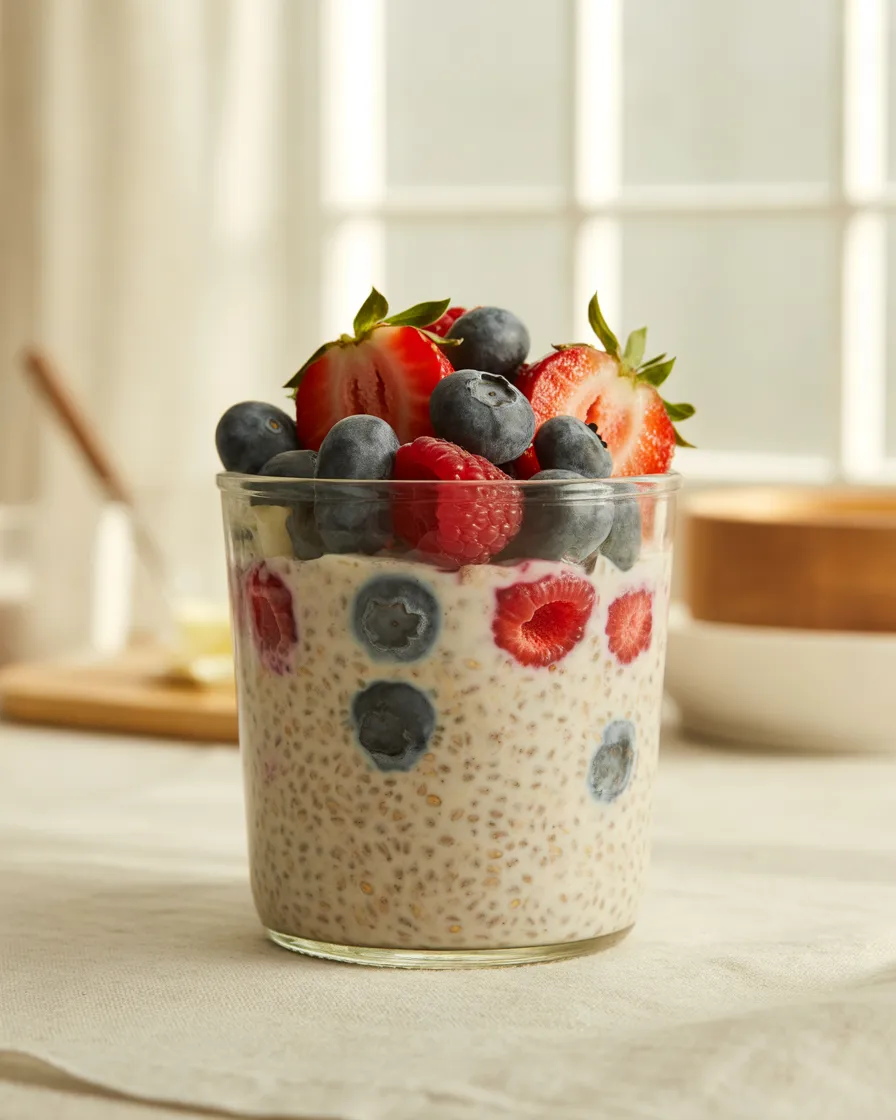 Greek-Yogurt-Overnight-Oats-With-Chia-Seeds-and-Berries