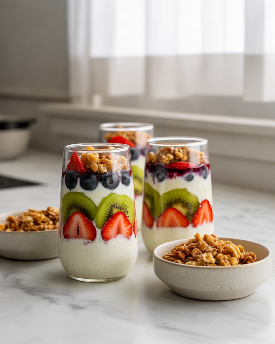 Greek-Yogurt-Parfait-Jars-With-Fruit-and-Nuts