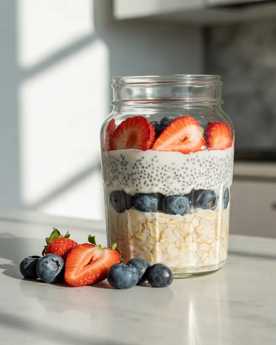 Greek-Yogurt-and-Berry-Overnight-Oats-for-a-Convenient-High-Protein-Breakfast