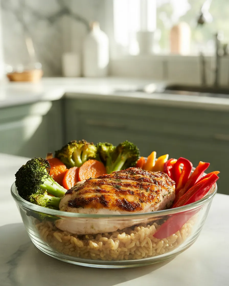 Grilled-Chicken-Brown-Rice-and-Roasted-Vegetable-Bowls
