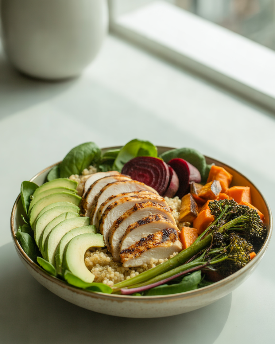 Grilled-Chicken-Power-Bowl-With-Vegetables-and-Whole-Grains
