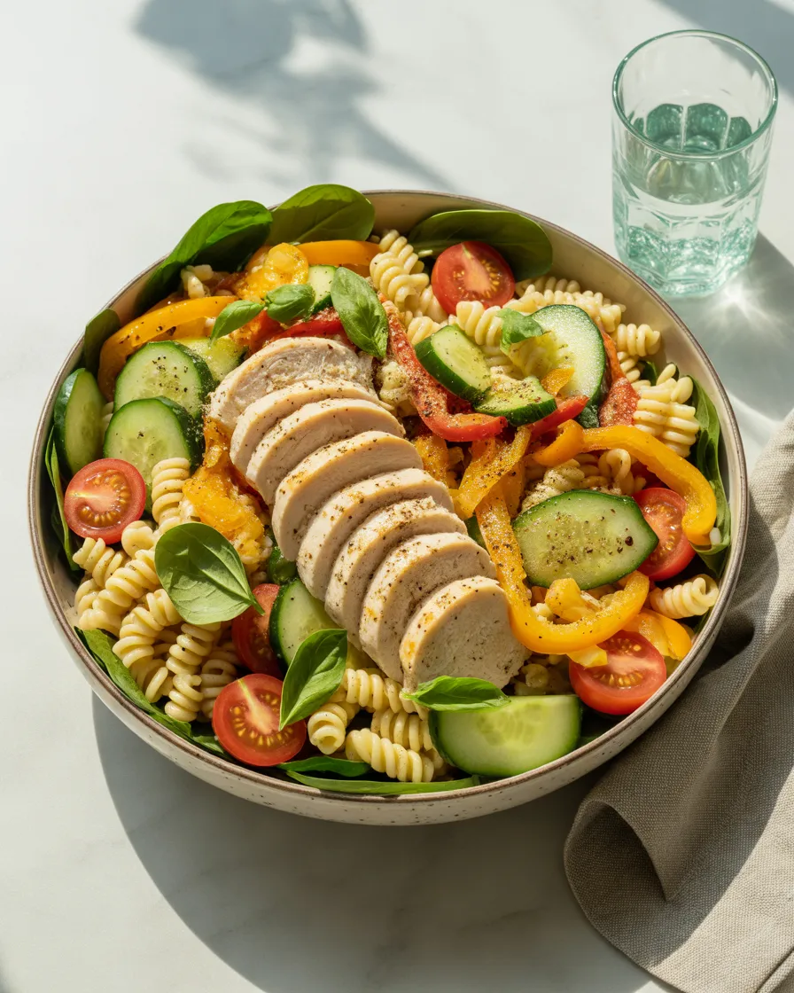 High-Protein-Pasta-Salad-With-Chicken-or-Beans