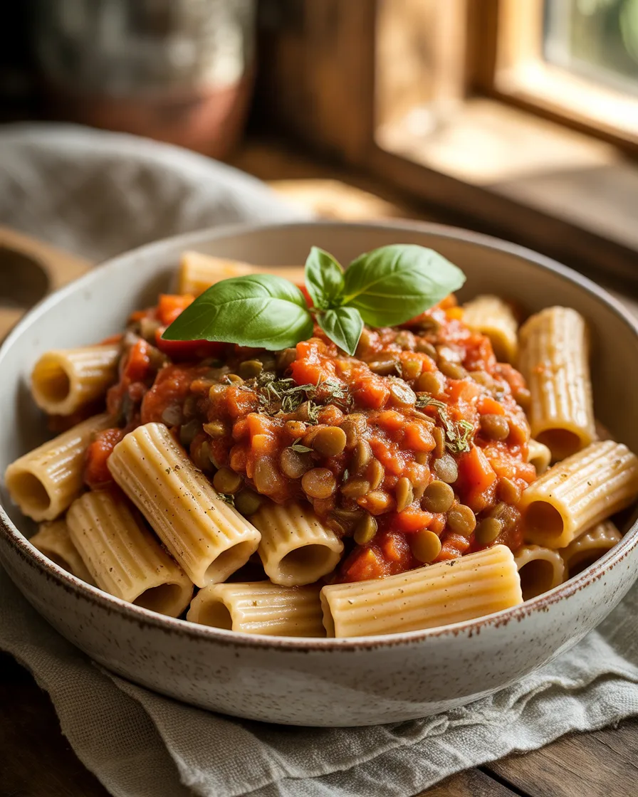 Lentil-Bolognese-With-Whole-Wheat-Rigatoni