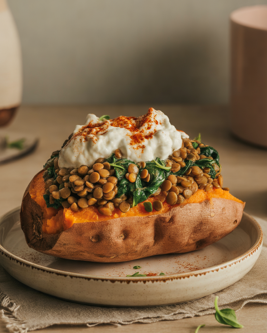 Lentil-and-Cottage-Cheese-Stuffed-Sweet-Potatoes-–-A-Budget-Friendly-Vegetarian-Dinner