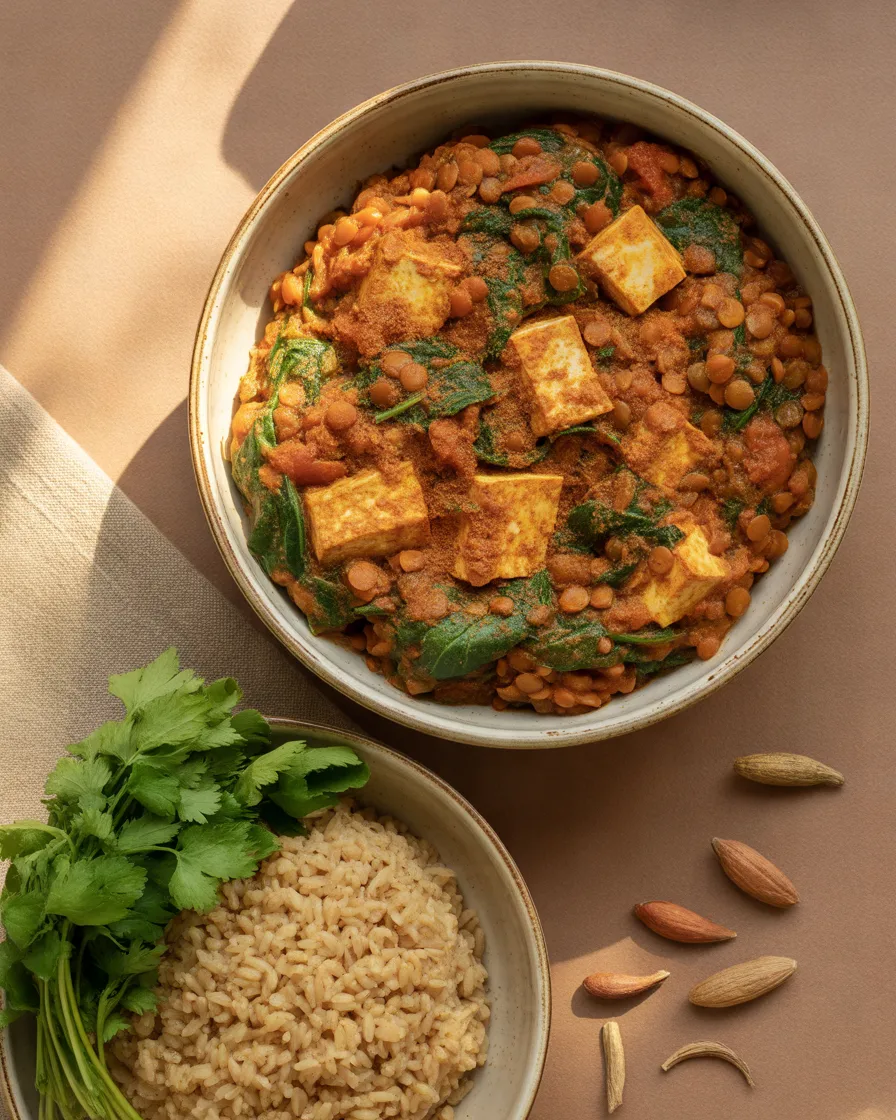 Lentil-and-Tofu-Curry-With-Brown-Rice