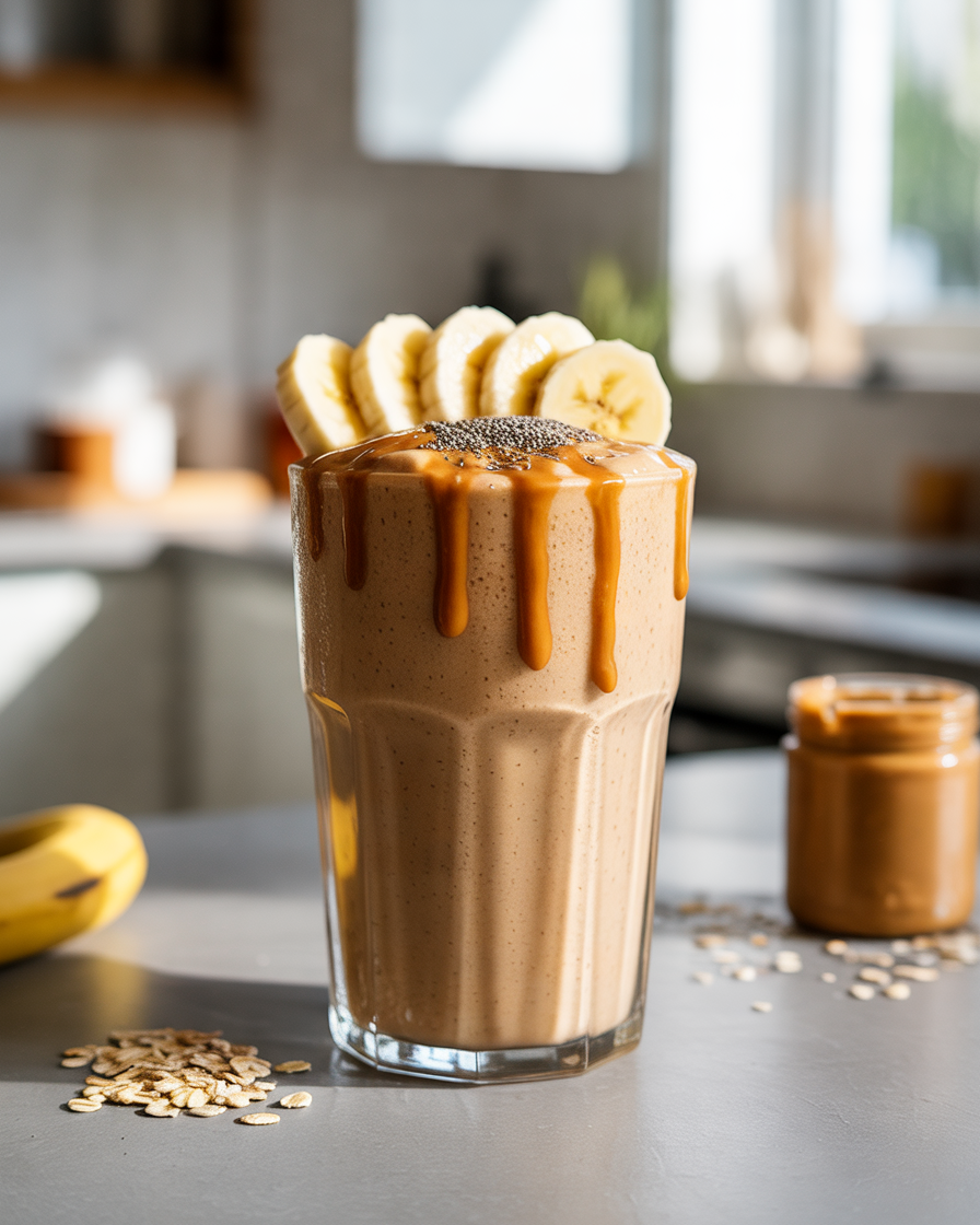 Protein-Smoothie-With-Peanut-Butter-Banana-and-Oats