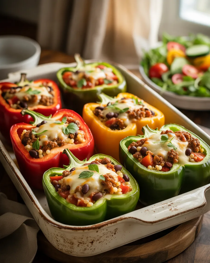 Quinoa-and-Black-Bean-Stuffed-Bell-Peppers-With-Lean-Beef