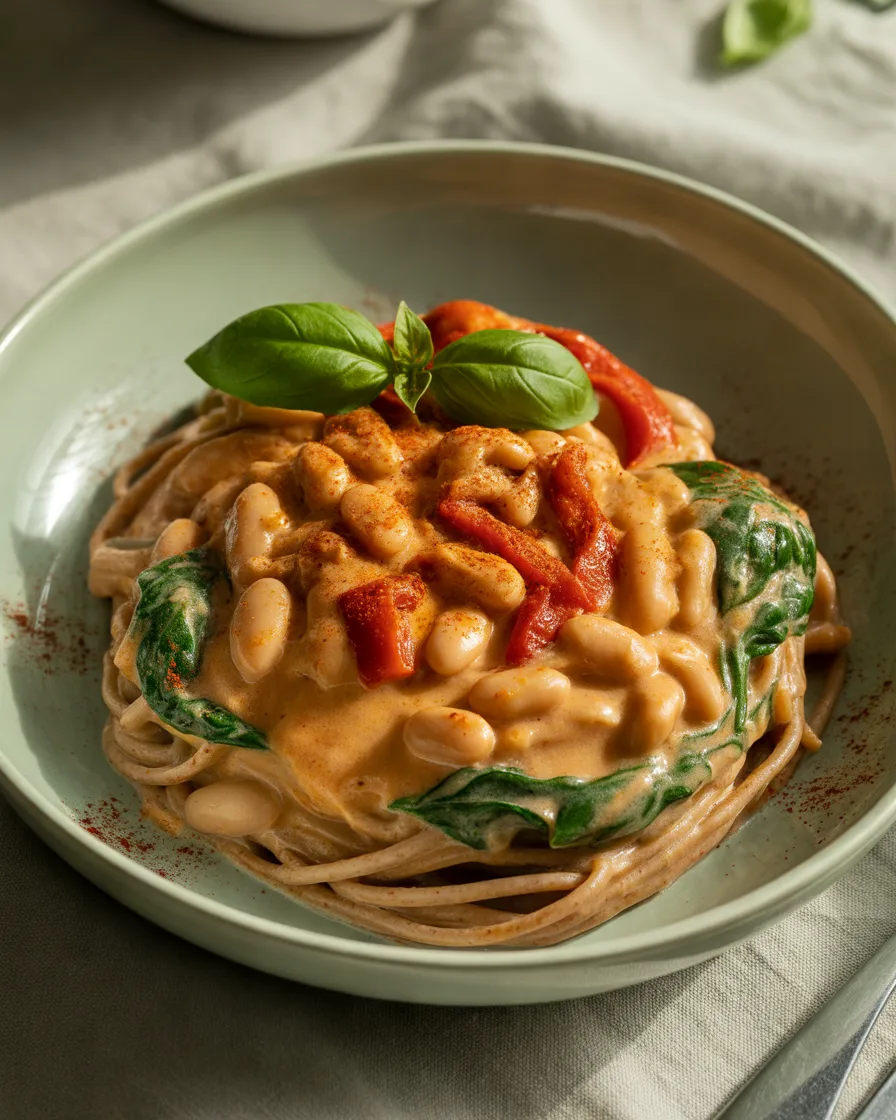 Roasted-Red-Pepper-and-White-Bean-Creamy-Pasta