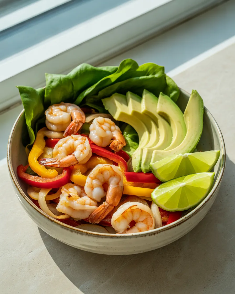 Shrimp-Fajita-Bowls-with-Lettuce-and-Avocado